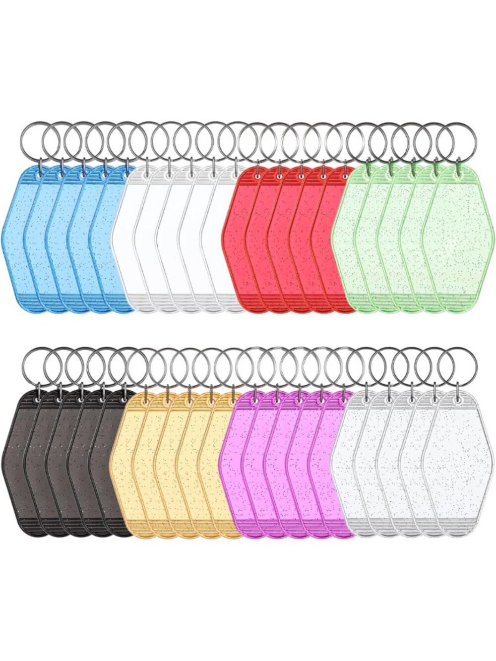 40 Pcs Retro Glitter Diamond Keychain Blanks - Vintage Hotel Key Fobs & Luggage